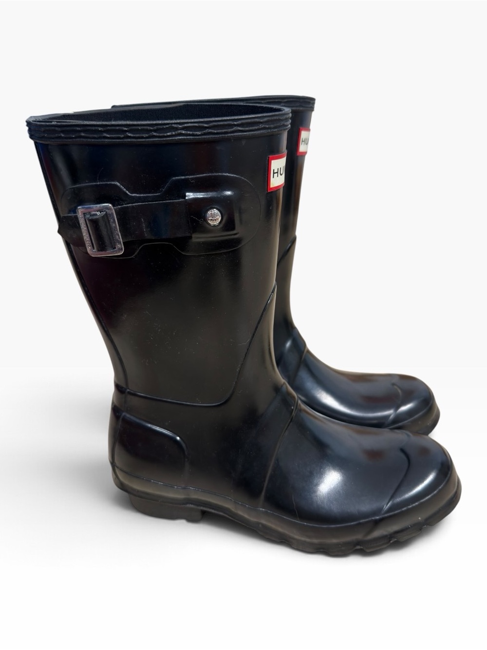 Hunter Original Short Gloss Black Rain Boots Buckle Waterproof Women’s Size US 6